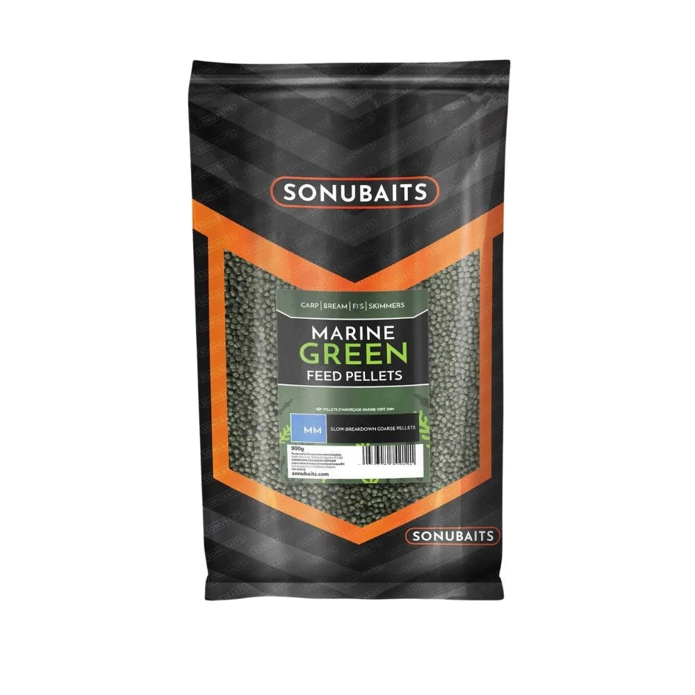 Пелети SONUBAITS Marine Green Feed Pellets 900g - 2mm в опаковка за риболов