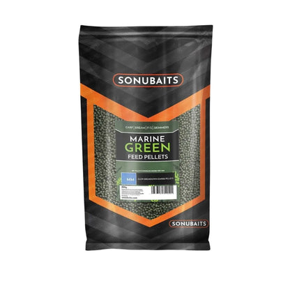 Пелети SONUBAITS Marine Green Feed Pellets 900g - 2mm в опаковка за риболов