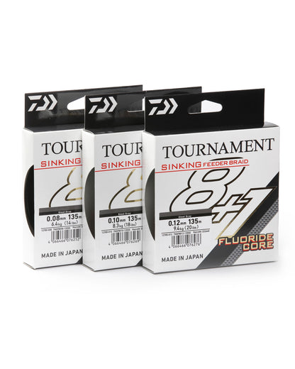 Плетено влакно за фидер риболов Daiwa TOURNAMENT FEEDER BRAID SINKING X8+1 GRAY (тъмно сив) - 135m