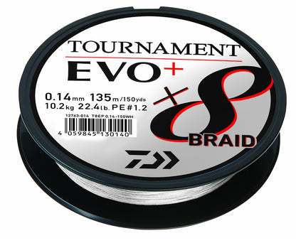 Fir textil Daiwa TOURNAMENT X8 BRAID EVO+ WHITE (Alb) - 135 m
