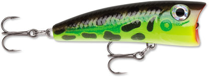 Воблер Rapala Ultra Light Pop - 4cm/3gr Floating с черен и зелен дизайн за риболов на прясна вода.