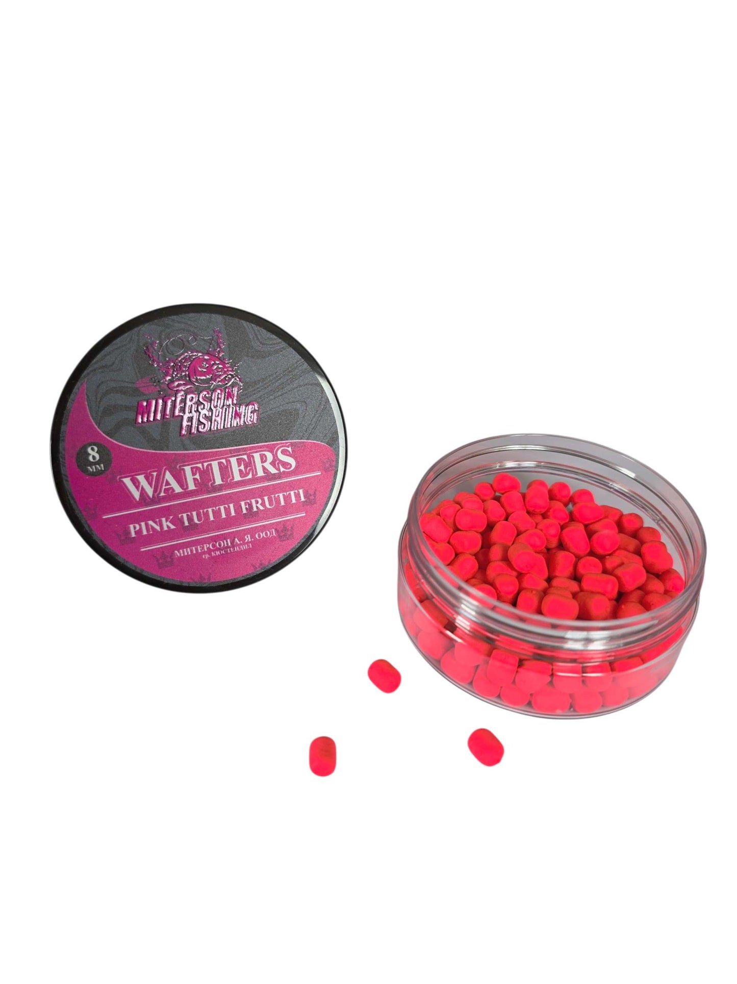 Miterson Premium Wafters Dumbell - 8mm, Pink Tutti Frutti в прозрачна опаковка за риболов на шаран.