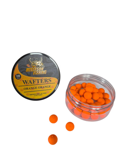 Miterson Premium Wafters Round - 10mm с оранжеви топчета, идеални за шаранджийски риболов и метод фидер.