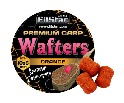 Балансирани дъмбели FilStar Wafters Premium Carp Mini - 8x5mm / 30g - различни аромати, оранжеви, подходящи за риболов.
