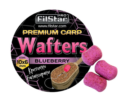 Балансирани дъмбели FilStar Wafters Premium Carp Mini - 8x5mm / 30g - различни аромати, с вкус на боровинка.