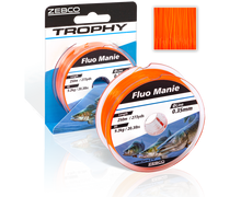 Монофилно влакно Zebco Trophy Fluo Manie Red - 300m, опаковка с флуоресцентно влакно за риболов.