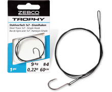Стоманен повод за щука с кука ZEBCO Trophy Steel Trace 1x7 - Single Hook - 60cm/9kg
