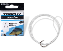 Вързани куки ZEBCO CARP BLACK - 70cm опаковка с кука и линия за риболов на шаран.