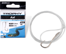 Вързани куки ZEBCO EEL SILVER - 70cm с опаковка Trophy и плоска стоманена кука.