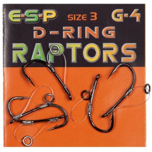 Куки за Carp Fishing ESP RAPTORS D-RING G-4 HOOK - No4 / 5бр 