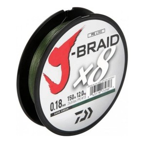 Плетено влакно Daiwa J-BRAID X8 Dark Green (тъмно зелен) - 150m