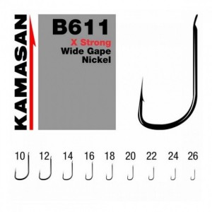 KAMASAN B611 X Strong Wide Gape Hooks - Nickel 10pcs